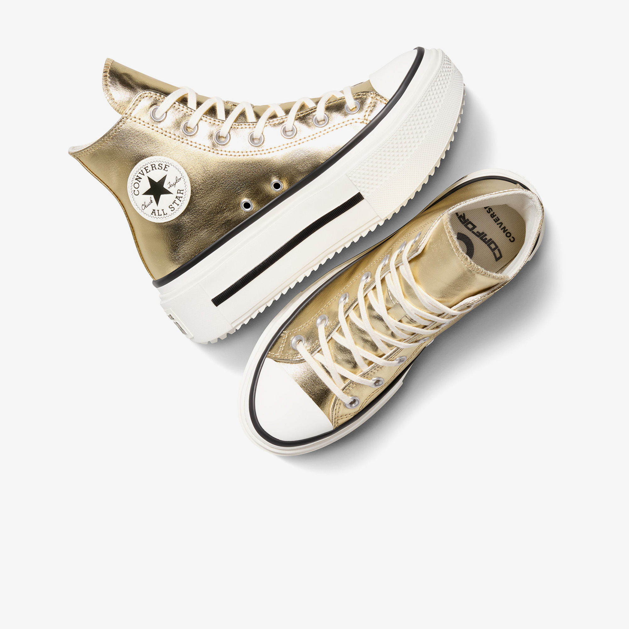 Converse Converse Sarı Chuck Taylor All Star Lift Double Stack Unisex Altın Sneaker | FashFed Sarı - 6. görsel