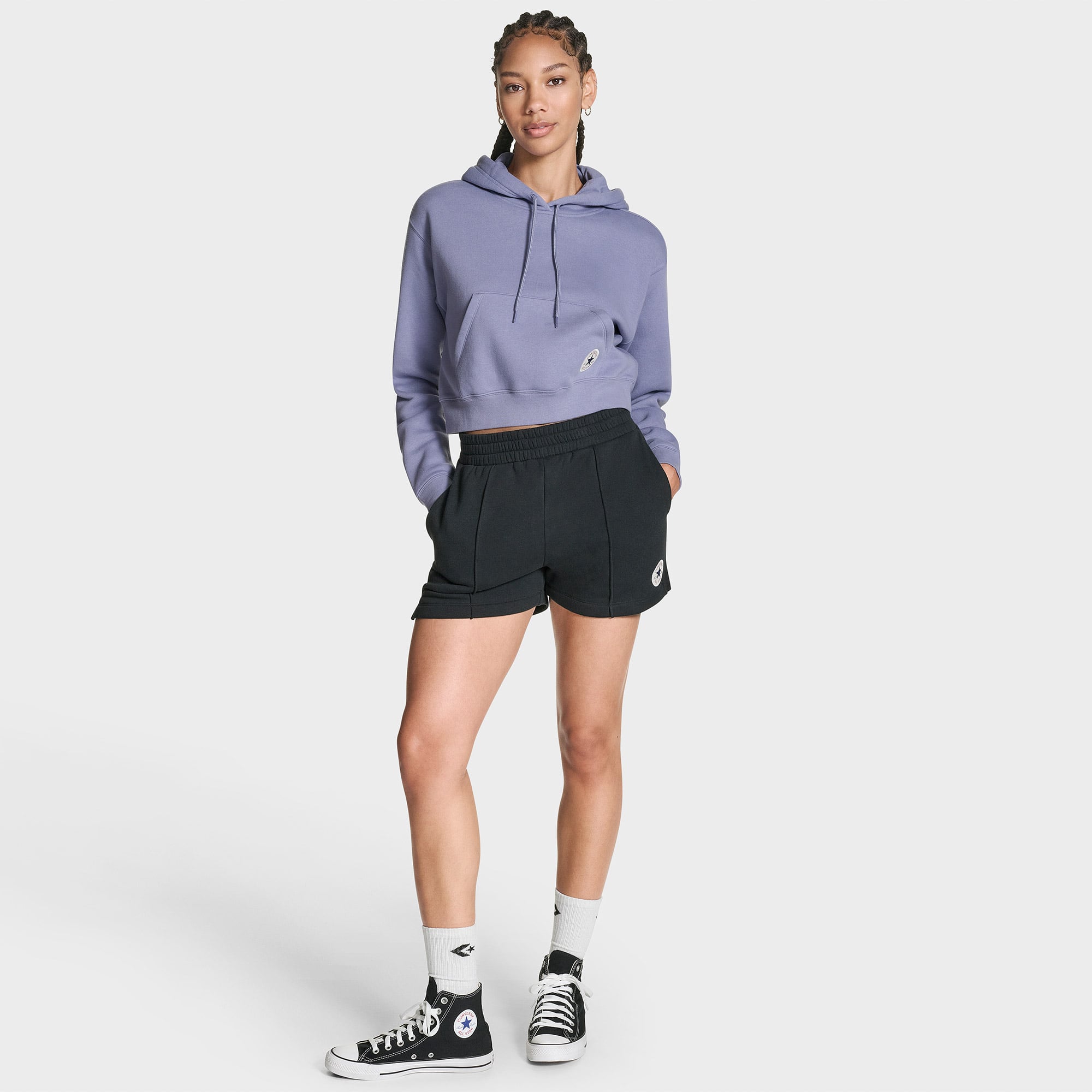  Converse Kadın Mor Crop Hoodie