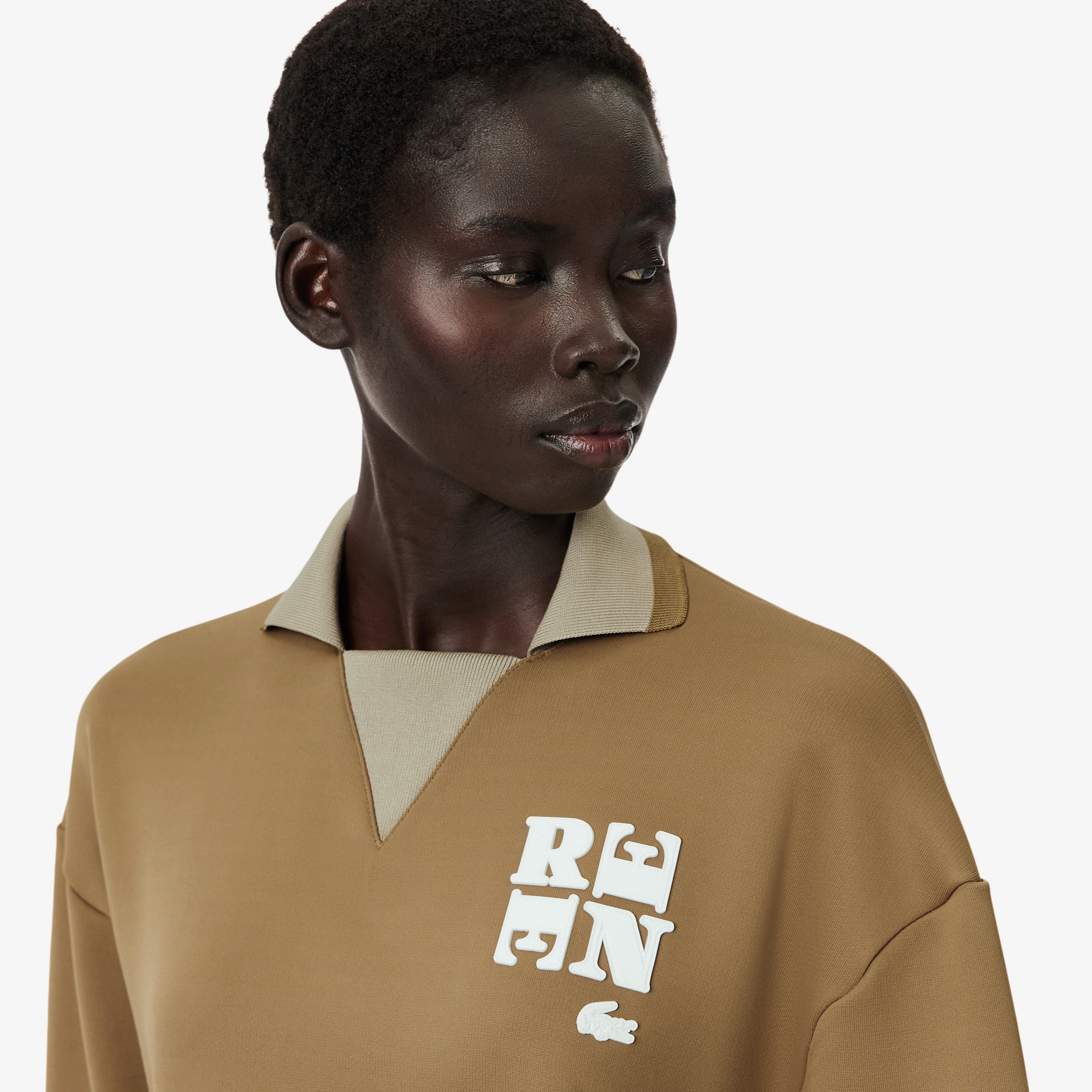 Lacoste Runway Kadın Polo Yaka Kahverengi Sweatshirt