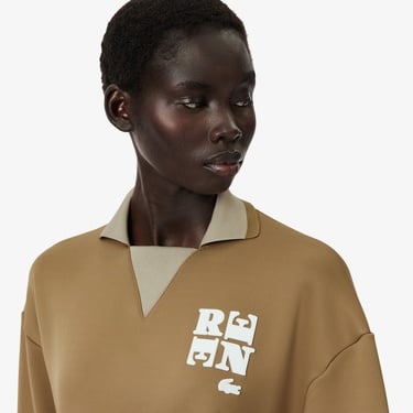  Lacoste Runway Kadın Polo Yaka Kahverengi Sweatshirt