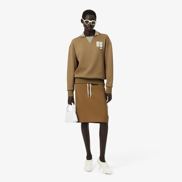  Lacoste Runway Kadın Polo Yaka Kahverengi Sweatshirt