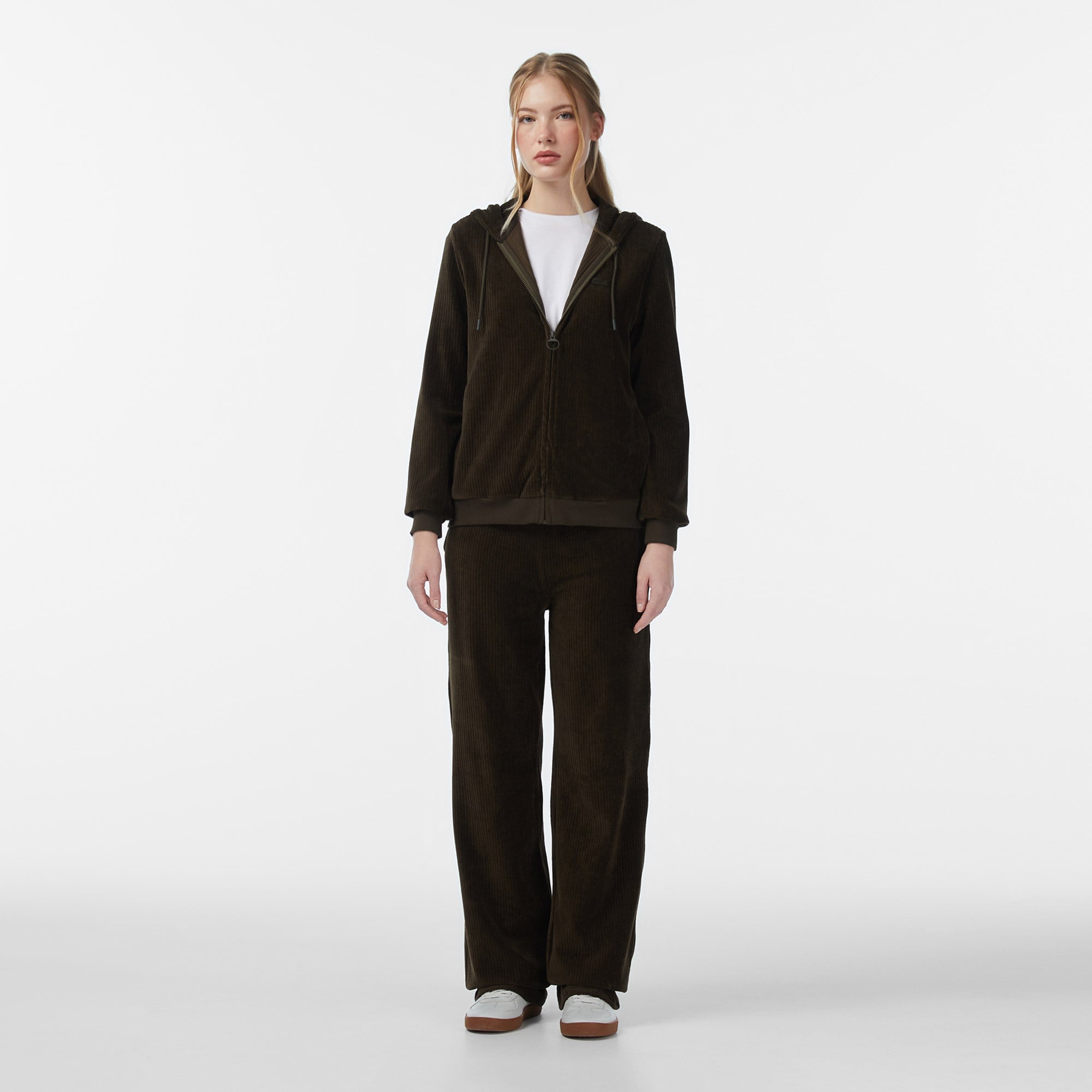 Lacoste Kadın Regular Fit Kapüşonlu Haki Sweatshirt