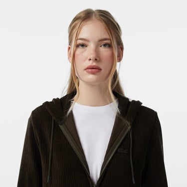  Lacoste Kadın Regular Fit Kapüşonlu Haki Sweatshirt