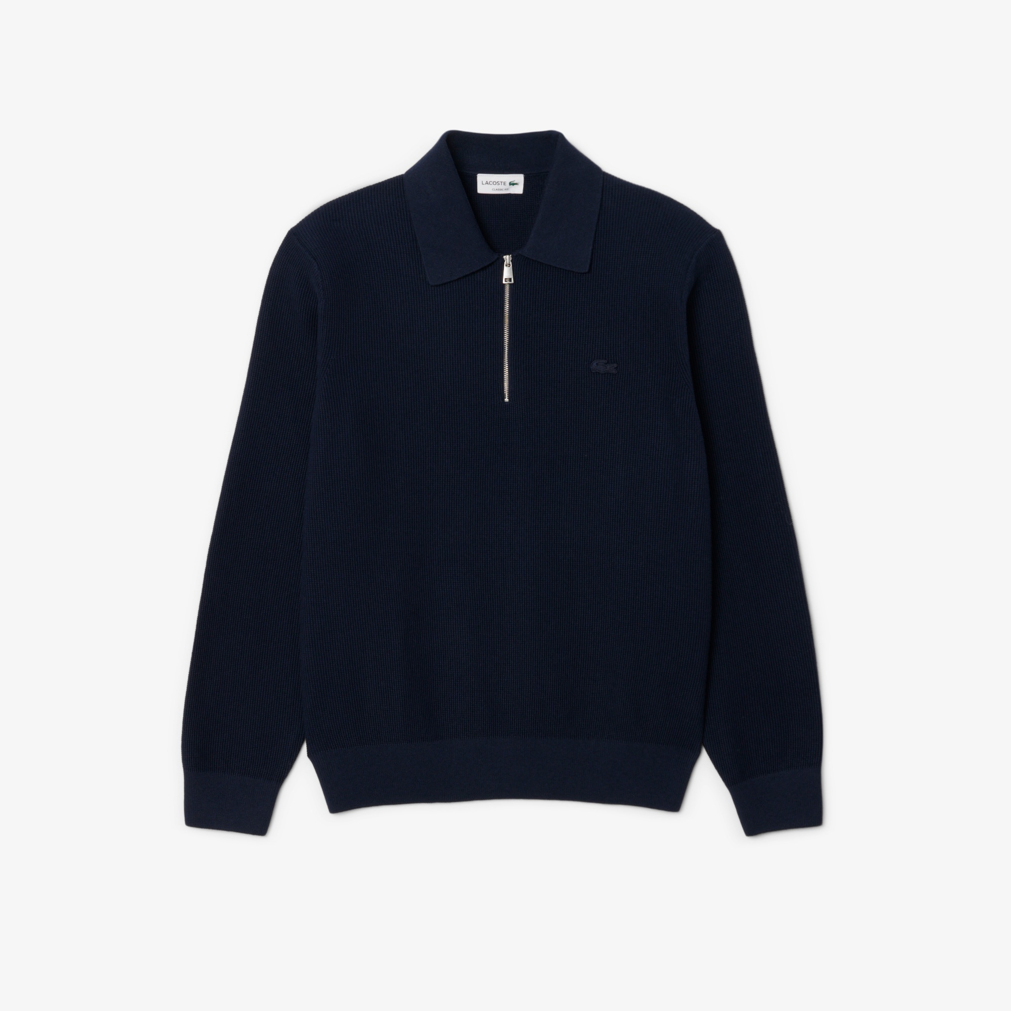 Lacoste Erkek Classic Fit Yarım Fermuarlı Lacivert Kazak