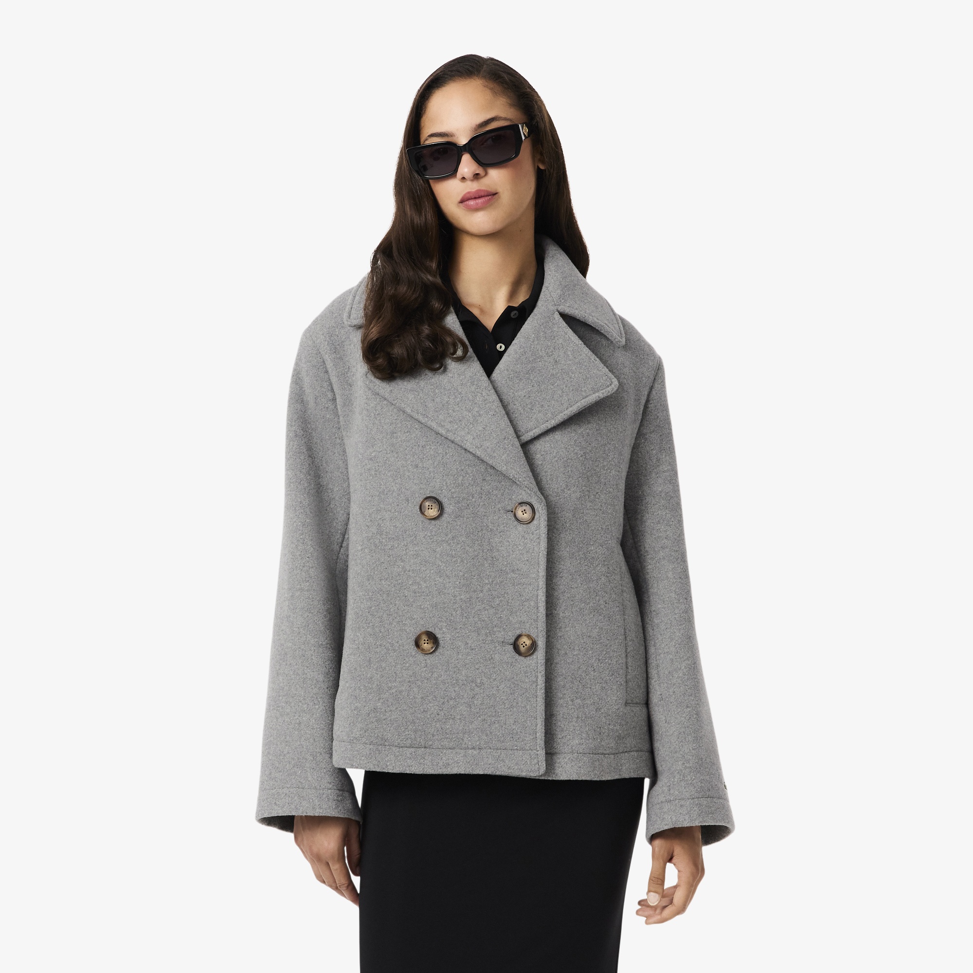 Lacoste Kadın Oversize Fit Koyu Gri Kaban