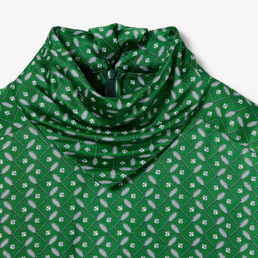  Lacoste Runway Kadın Dik Yaka Desenli Yeşil Elbise