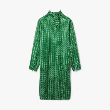  Lacoste Runway Kadın Dik Yaka Desenli Yeşil Elbise