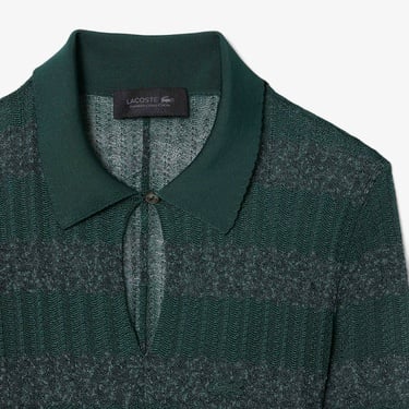  Lacoste Runway Kadın Polo Yaka Desenli Yeşil Elbise