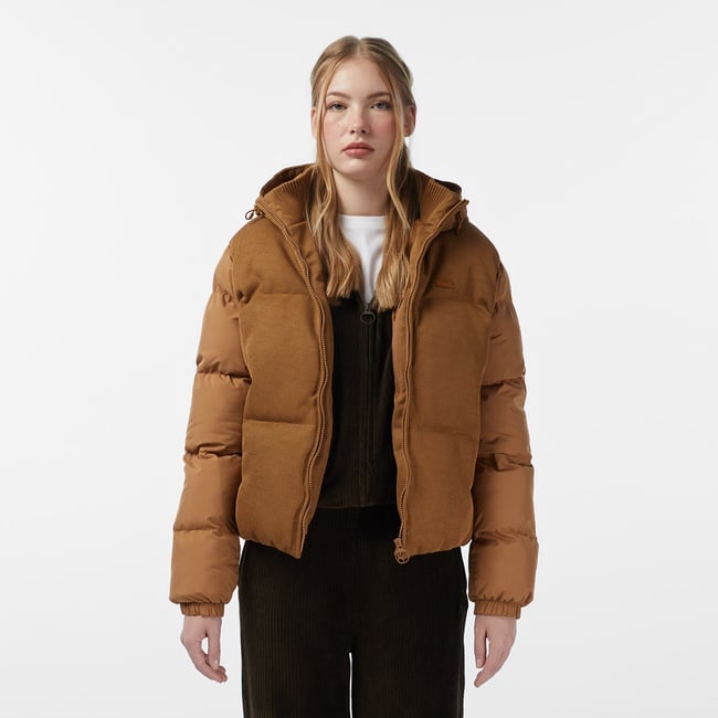  Lacoste Kadın Kapüşonlu Açık Kahverengi Mont