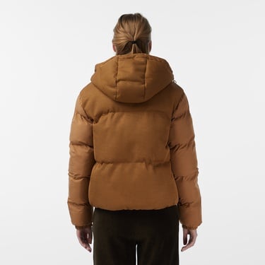  Lacoste Kadın Kapüşonlu Açık Kahverengi Mont