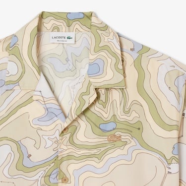  Lacoste Erkek Relaxed Fit Kısa Kollu Desenli Bej Gömlek