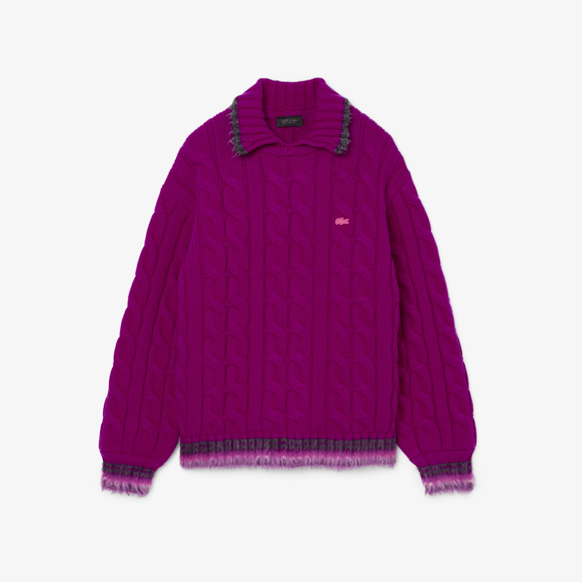 Lacoste Runway Erkek Regular Fit Polo Yaka Pembe Yün Kazak