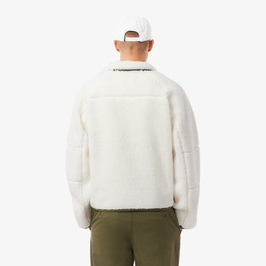  Lacoste Erkek Regular Fit Fermuarlı Renk Bloklu Beyaz Mont