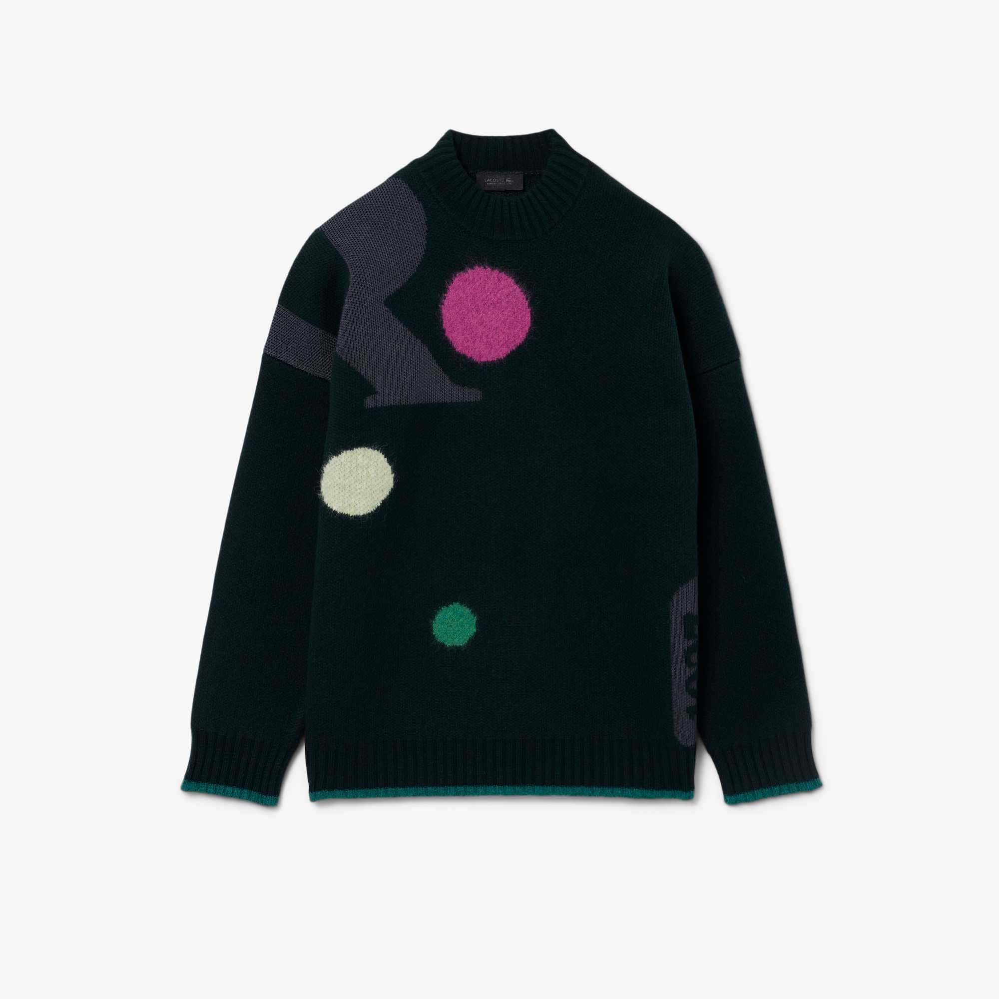 Lacoste Runway Erkek Loose Fit Bisiklet Yaka Baskılı Yeşil Kazak