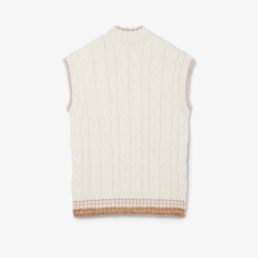  Lacoste Runway Erkek Regular Fit V Yaka Yün Beyaz Süveter