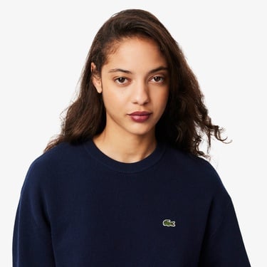  Lacoste Kadın Relaxed Fit Bisiklet Yaka Lacivert Kazak