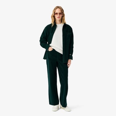  Lacoste Kadın Relaxed Fit Bisiklet Yaka Beyaz Kazak