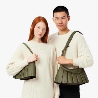  Lacoste Medium Lenglen Kadın Deri Haki Omuz Çantası