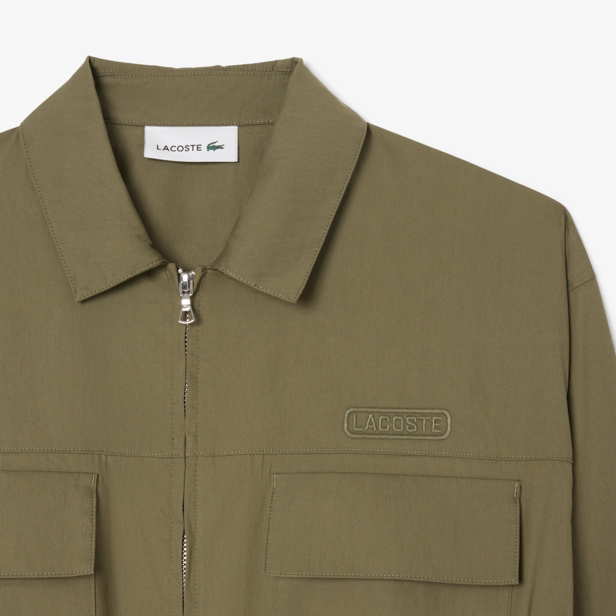 Lacoste Kadın Oversize Fit Uzun Kollu Fermuarlı Haki Elbise