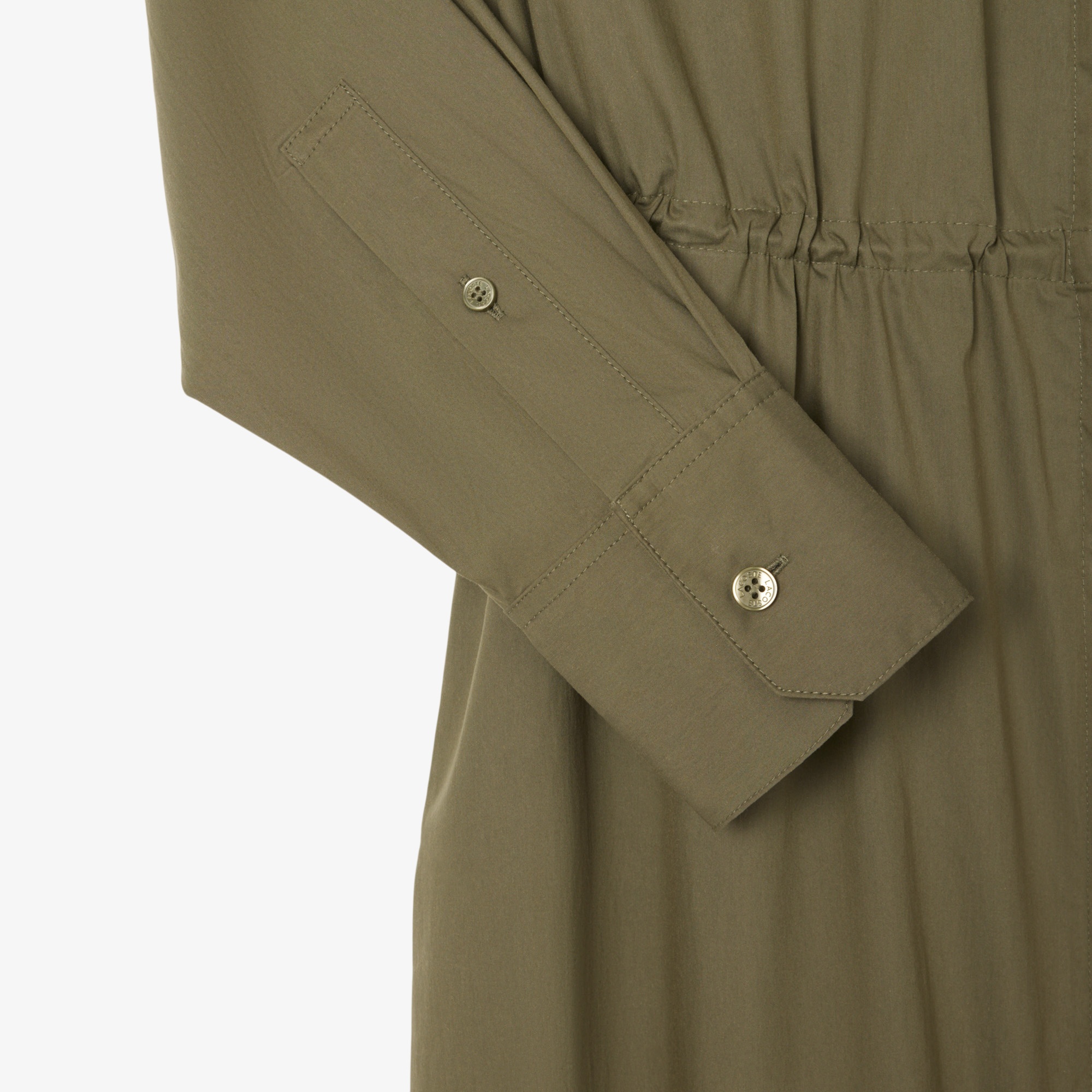 Lacoste Kadın Oversize Fit Uzun Kollu Fermuarlı Haki Elbise