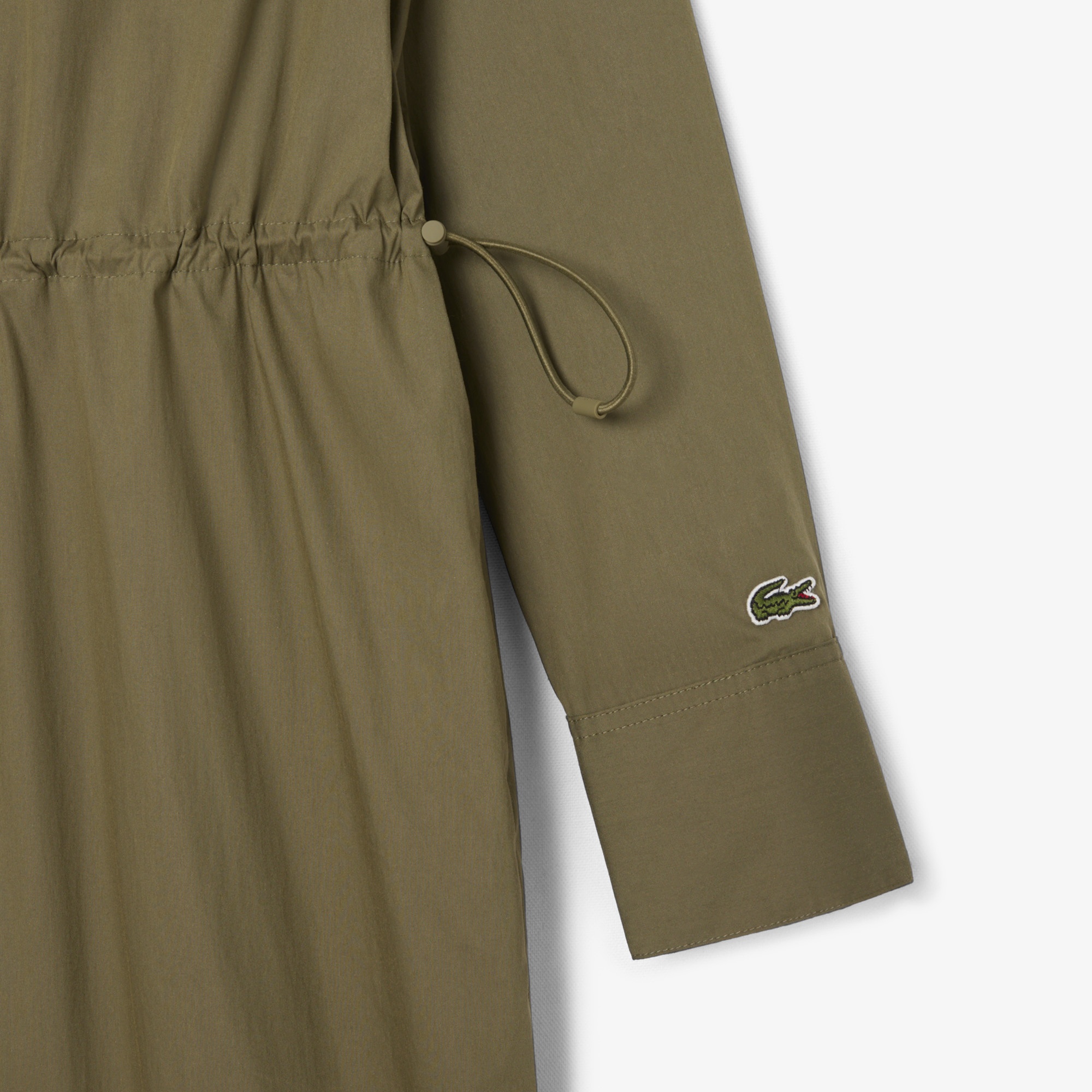 Lacoste Kadın Oversize Fit Uzun Kollu Fermuarlı Haki Elbise