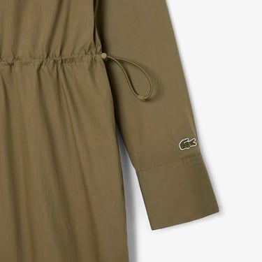  Lacoste Kadın Oversize Fit Uzun Kollu Fermuarlı Haki Elbise