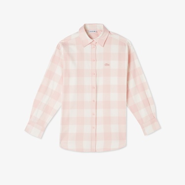  Lacoste Kadın Kareli Pembe Gömlek