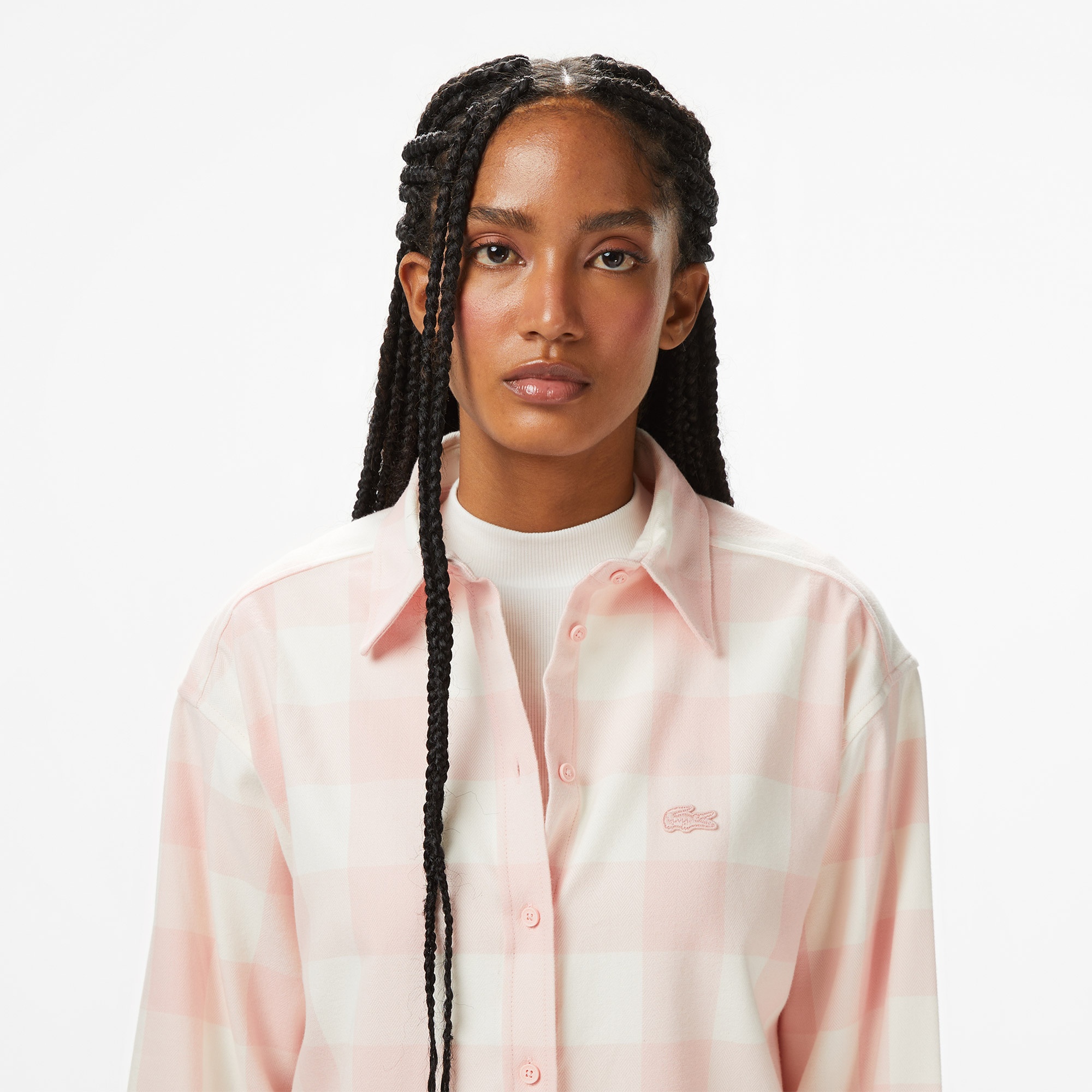 Kadın Kareli Pembe Gömlek