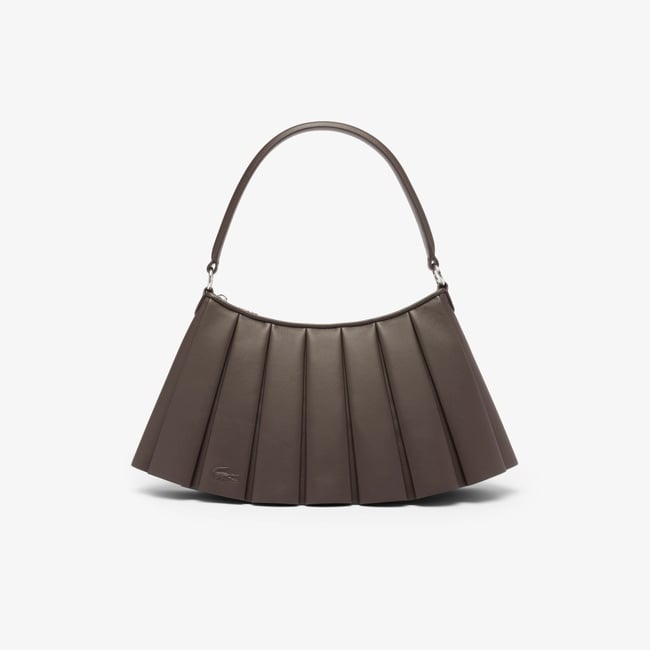  Lacoste Medium Lenglen Kadın Deri Koyu Kahverengi Omuz Çantası