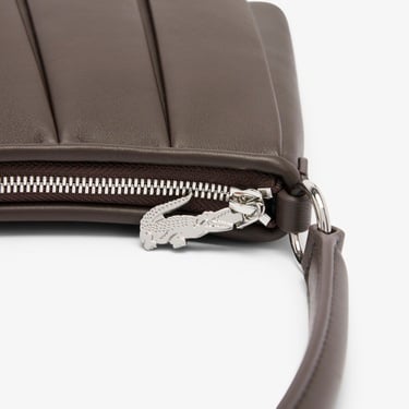  Lacoste Medium Lenglen Kadın Deri Koyu Kahverengi Omuz Çantası