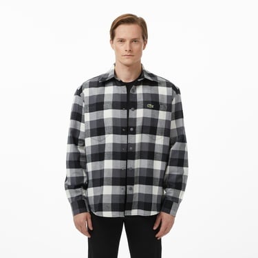  Lacoste Erkek Relaxed Fit Kareli Siyah Gömlek