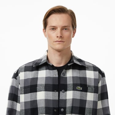  Lacoste Erkek Relaxed Fit Kareli Siyah Gömlek