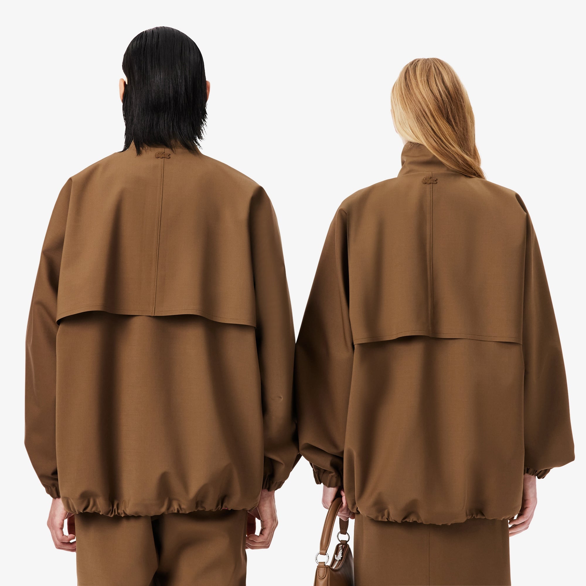 Lacoste Runway Unisex Oversize Fit Dik Yaka Kahverengi Ceket