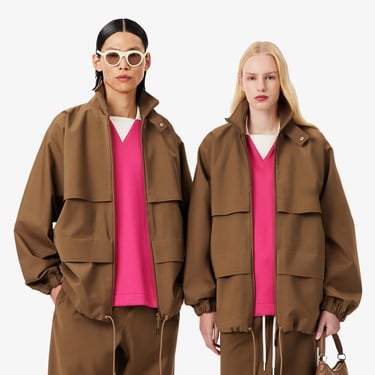  Lacoste Runway Unisex Oversize Fit Dik Yaka Kahverengi Ceket