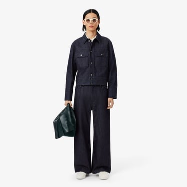  Lacoste Runway Erkek Regular Fit Gömlek Yaka Denim Lacivert Ceket