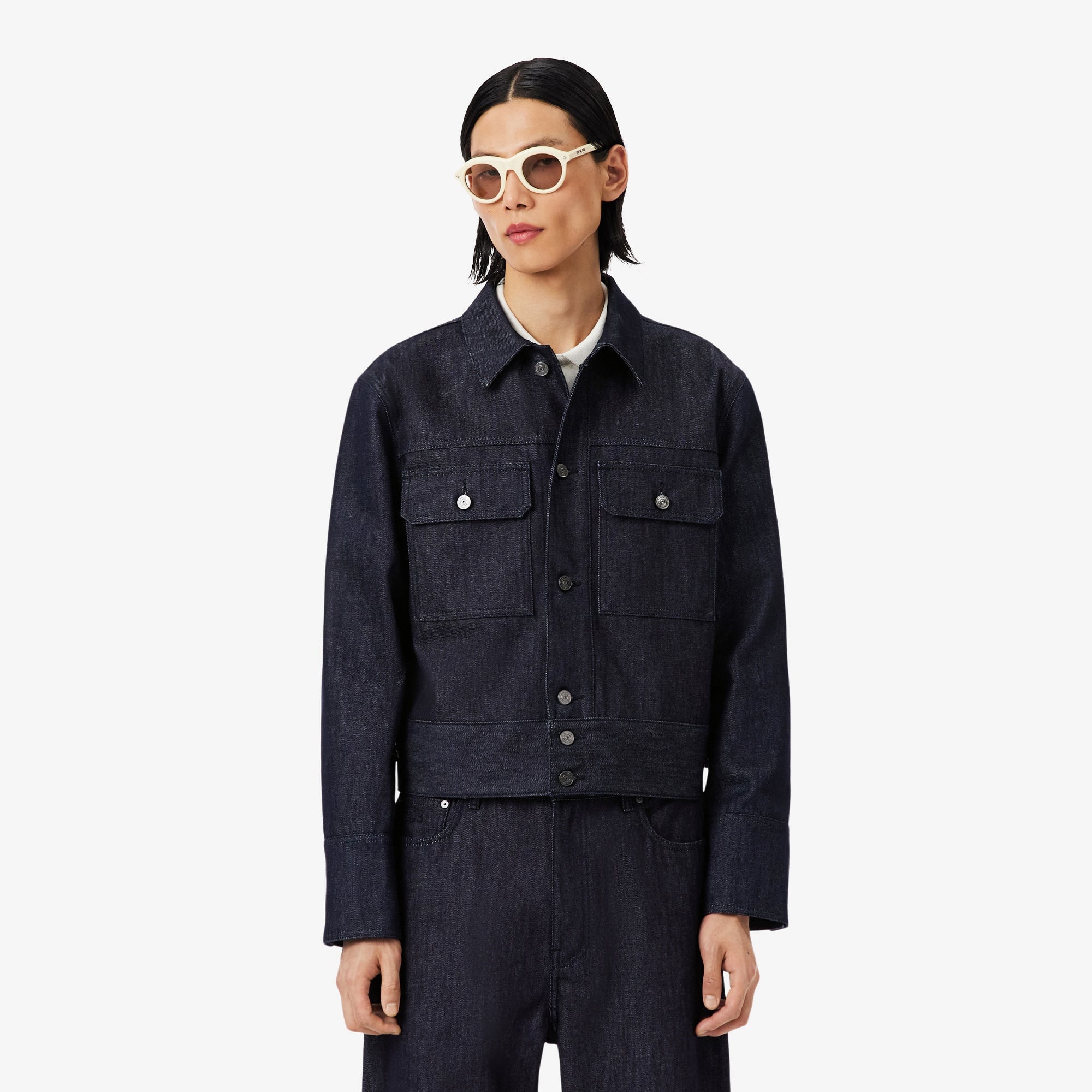 Lacoste Runway Erkek Regular Fit Gömlek Yaka Denim Lacivert Ceket