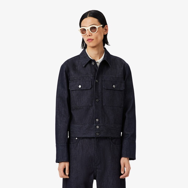  Lacoste Runway Erkek Regular Fit Gömlek Yaka Denim Lacivert Ceket