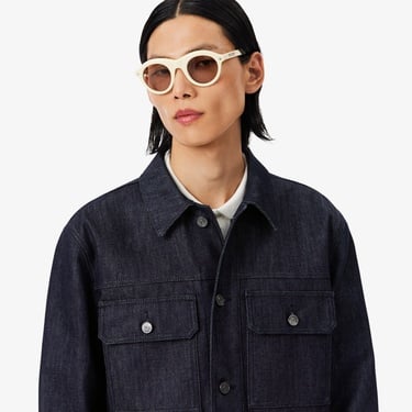  Lacoste Runway Erkek Regular Fit Gömlek Yaka Denim Lacivert Ceket