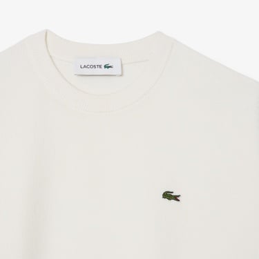  Lacoste Kadın Relaxed Fit Bisiklet Yaka Beyaz Kazak