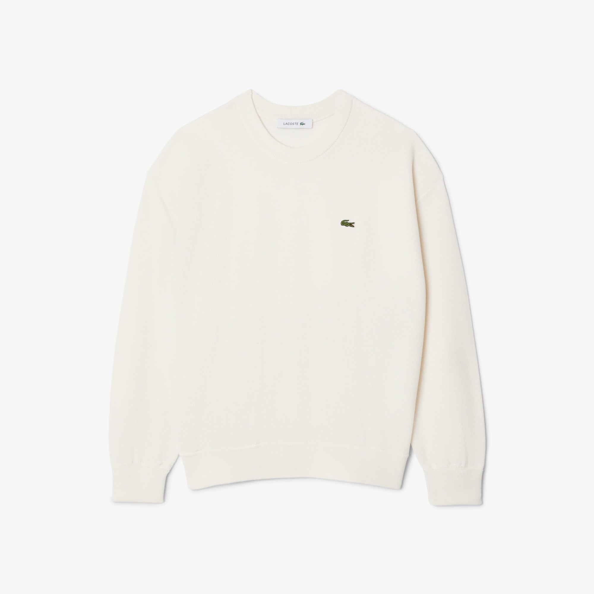 Lacoste Kadın Relaxed Fit Bisiklet Yaka Beyaz Kazak