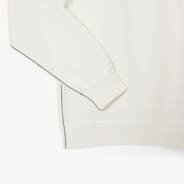  Lacoste Kadın Relaxed Fit Bisiklet Yaka Beyaz Kazak