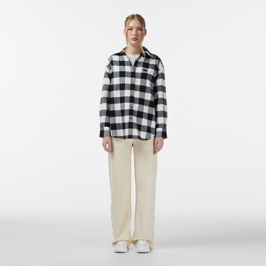  Lacoste Kadın Kareli Siyah Gömlek