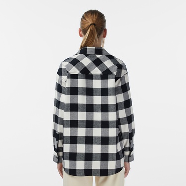  Lacoste Kadın Kareli Siyah Gömlek