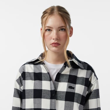  Lacoste Kadın Kareli Siyah Gömlek