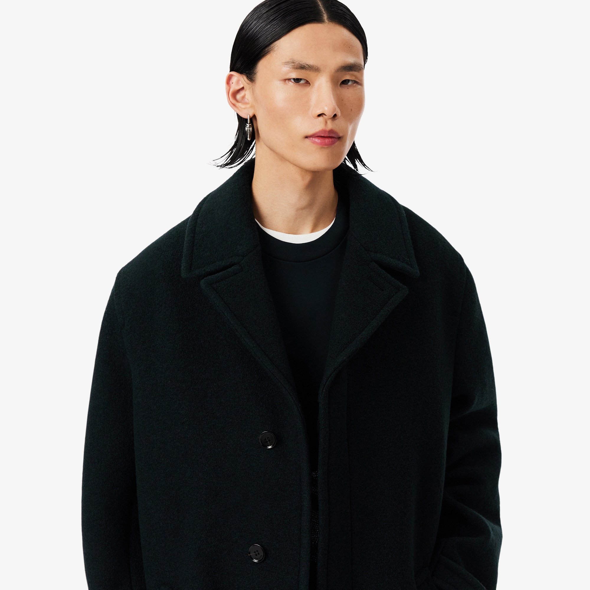 Lacoste Runway Erkek Oversize Fit Yün Haki Kaban