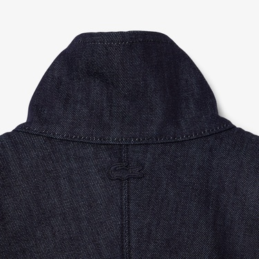  Lacoste Runway Unisex Oversize Fit Dik Yaka Denim Lacivert Ceket