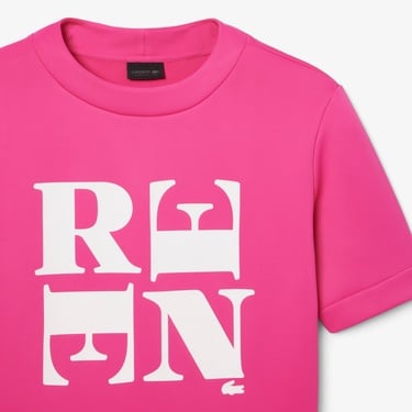  Lacoste Runway Unisex Relaxed Fit Bisiklet Yaka Baskılı Pembe T-Shirt