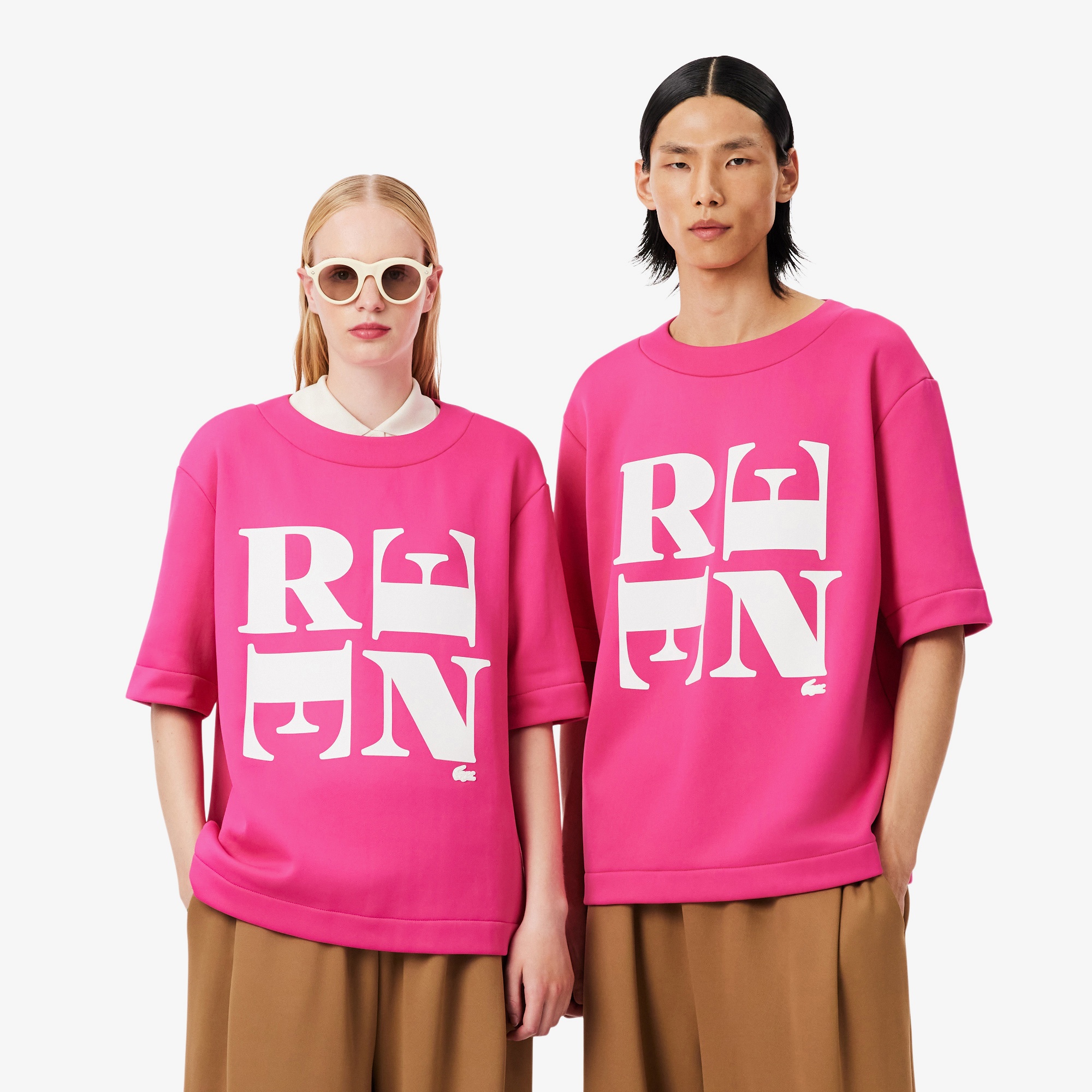 Lacoste Runway Unisex Relaxed Fit Bisiklet Yaka Baskılı Pembe T-Shirt