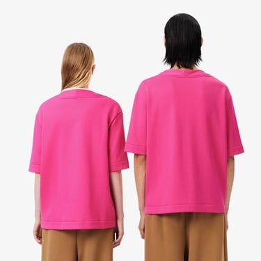  Lacoste Runway Unisex Relaxed Fit Bisiklet Yaka Baskılı Pembe T-Shirt