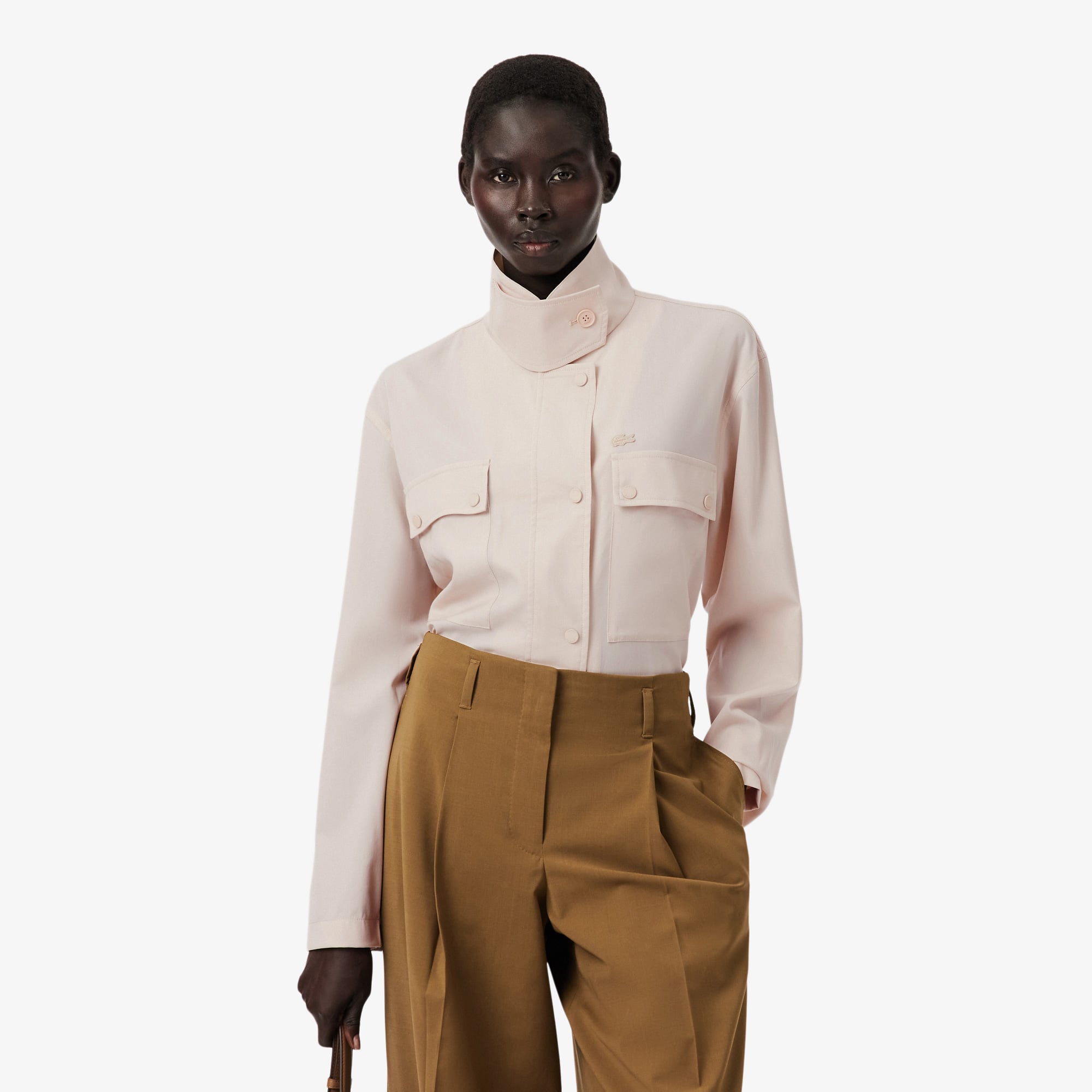  Lacoste Runway Kadın Dik Yaka Kahverengi Ceket